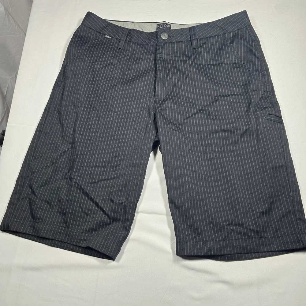 Fox Racing Mens 31 Pinstripe Shorts Black White Flat Front